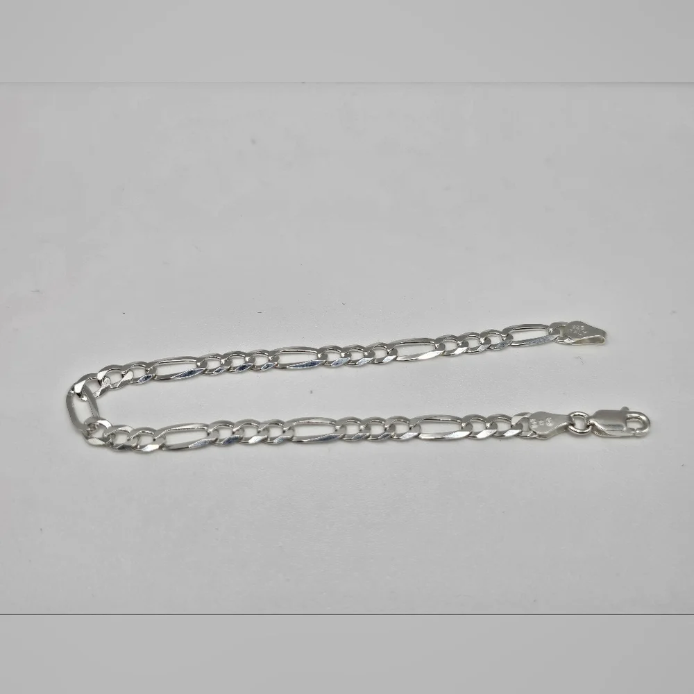 Sterling Silver 925 High Polish Figaro Bracelet 5mm 7 inches
